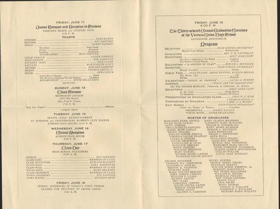 Commencement Announcement, June 18, 1926 (Source: Baldwin)